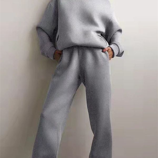 

womens two piece pants sungtin tracksuit two piece set women oversized hoodie and sweatpants autumn winter loose streetwear jogging suit set, White