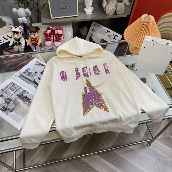 

designer version hoodie handmade gu 2022 autumn and winter new sequins pentagram letter logo men and women with the same style hooded sweate, Blue;black