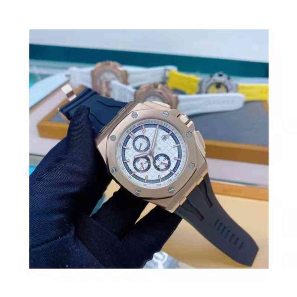 

leather strap chronograph waterproof automatic 26400 3126 brand luxury gold watches mens mechanical, Slivery;brown