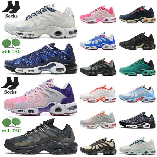 

big size 13 tuned tns running shoes with socks tn plus terrascape white red sky blue purple pink grey orange black barely volt off women men