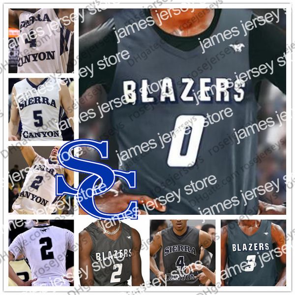 

college basketball wears custom sierra canyon high school basketball white gray 0 bronny james 2 zaire wade 3 bj boston jr. trailblazers men, Black