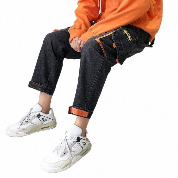 

men's jeans denim casual wide leg oversize cargo boy baggy jeans for men overalls boys man pants men's 20kr#, Blue