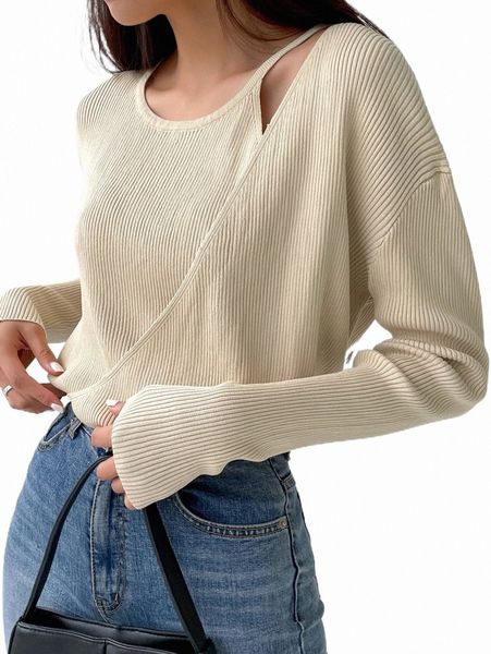 

women's sweaters dazy asymmetrical neck single button side ribbed knit sweater w6qe#, White;black