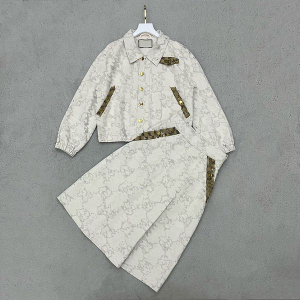 

2022 new two piece dress women letter embroidery loose long sleeve with high waist skirt suit street wear outfit, White