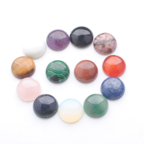 

natural gemstones stone round cabochon cab no drill hole 16x6mm for jewelry making earrings bracelets necklace accessories bu301, Black