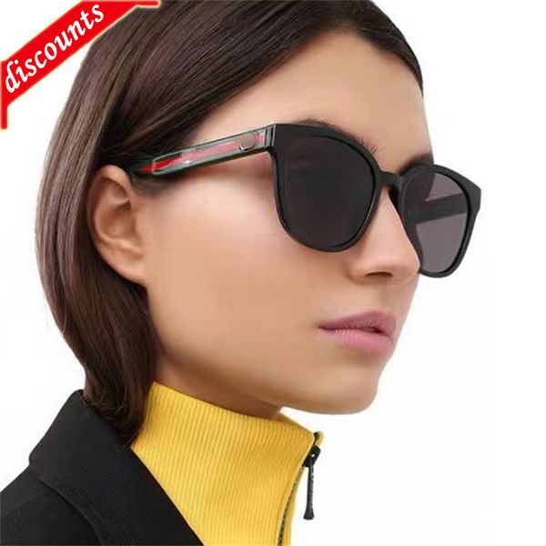 

designer sunglasses g's new plate women's fashion ins network red star same round frame men's gg0855, White;black