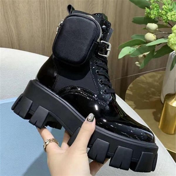 

womens ankle boots woman designer rois leather and nylon combat boots258h, Black