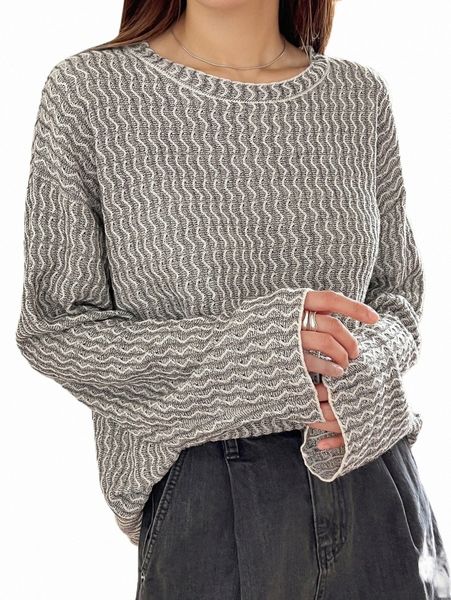 

women's sweaters dazy chevron pattern drop shoulder sweater r808#, White;black