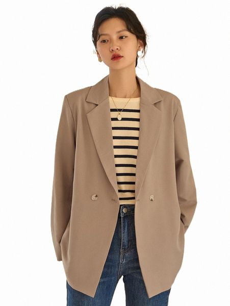 

women's two piece pants dazy lapel neck double button blazer b5zu#, White