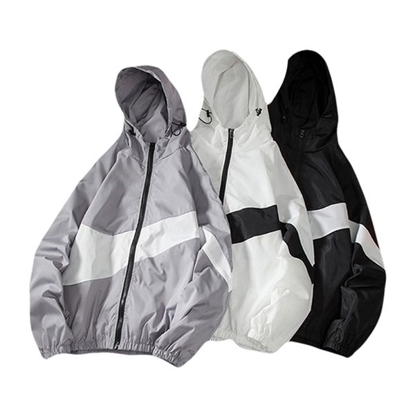 

mens jackets men winter fall thin hoodies outfits long sleeve color block zipper hooded sweatshirts black white gray 220906, Black;brown