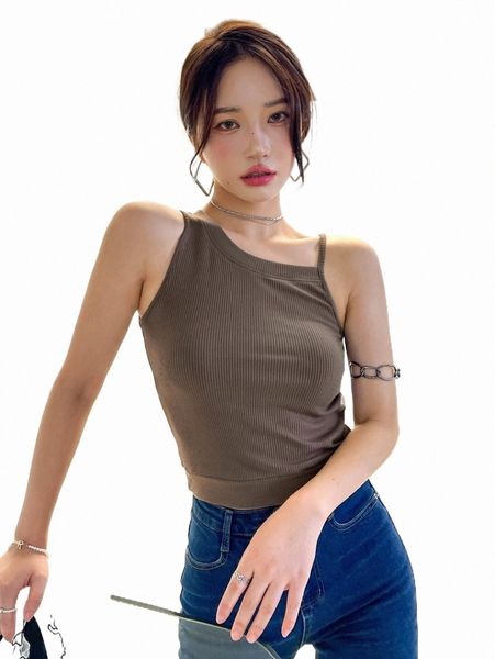 

women's t-shirt dazy solid ribbed knit crop n99x#, White