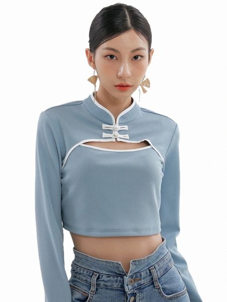 

women's t-shirt dazy cut out front crop tee 2022 new 786o#, White