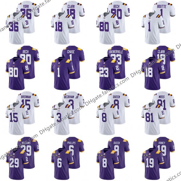 

travin dural ncaa lsu tigers college football jersey custom jarvis landry chase joe burrow justin jefferson clyde edwards helaire, Black