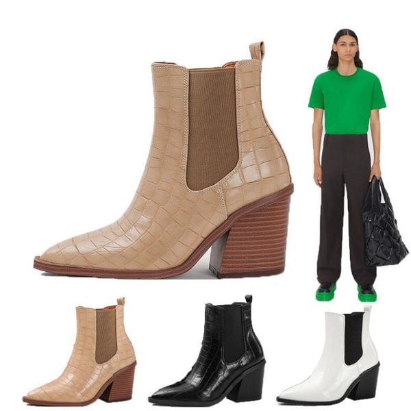 

women man bottega boots luxury tire lean leather chelsea lug booties men platform chunky shoes lady knight high low boots designer boot hips, Black