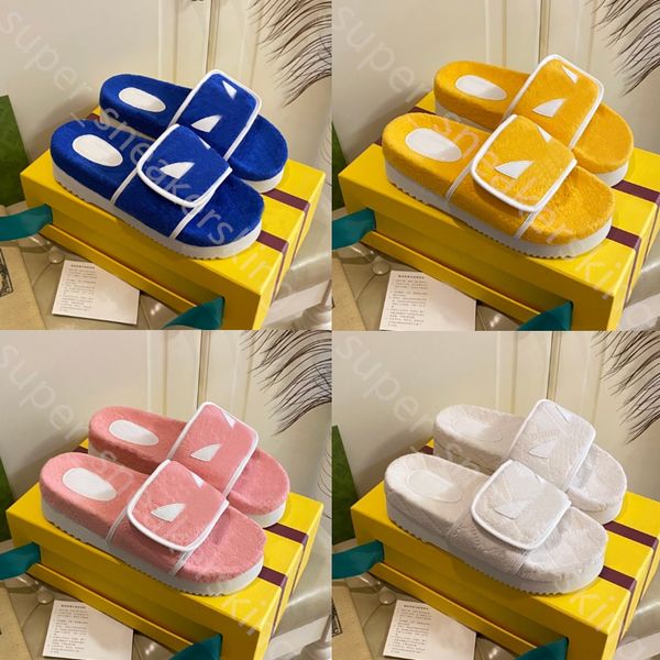 

luxury platform slippers clover logo joint women sandals classic suede slippers platforms sandal embossed non-slip outsole with box 35-40, Black