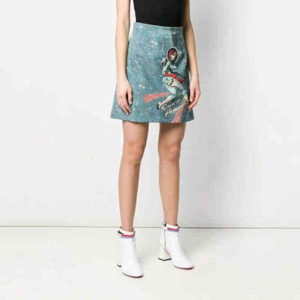 

skirts italy spring summer space star theme female xia printed a-line skirt, Black