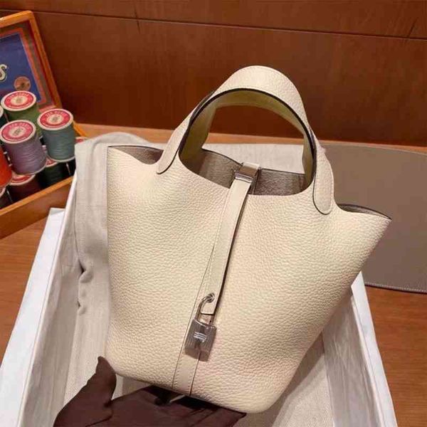 

bag designer fashion ladies herme gerfans better selling first layer togo litchi kraft vegetable basket bag simple and fashionable handbag