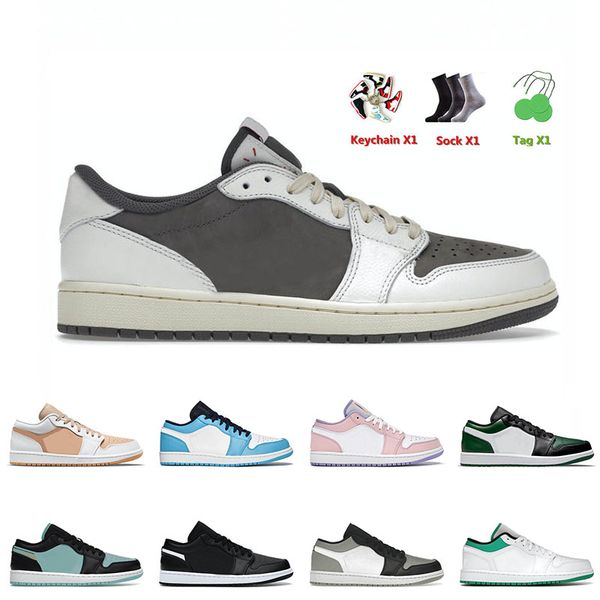 

ts x reverse mocha jumpman basketball shoes 1 1s low unc white lucky green black diamond ceramic neutral grey outdoor sports shoe 36-46