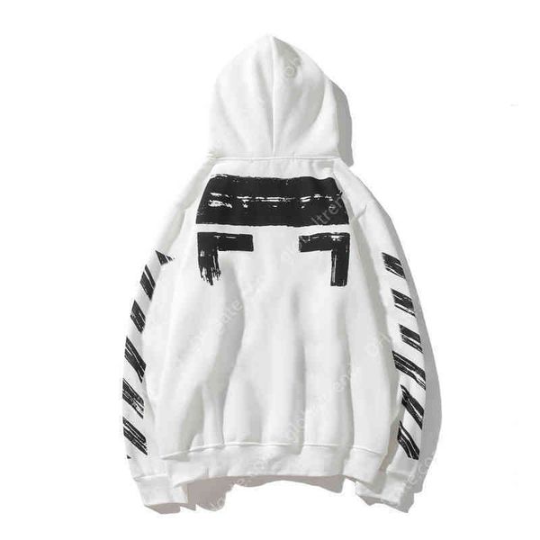 

classic mens loose offs sweatshirts fashion brand hoodie designers luxury pullover back oil paint arrow x men women t shirt432, Black