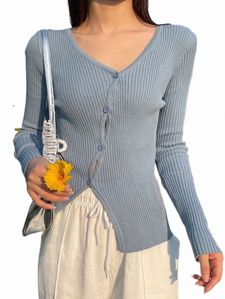 

women's sweaters dazy button front rib knit k0c7#, White;black