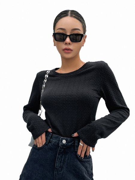 

women's t-shirt dazy solid round neck tee 2022 new x5eb#, White