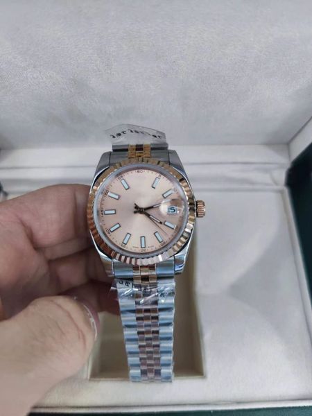 

with original box luxury fashion watches 8k rose gold diamond dial & bezel 18038 automatic mens men's watch 20288, Slivery;brown