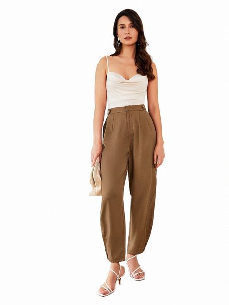 

women's pants & capris solid button side carrot pants n2af#, Black;white