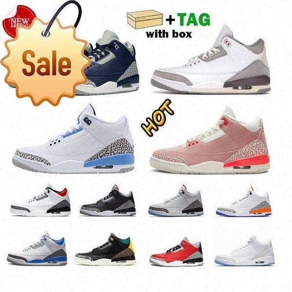 

mens 3 jumpman basketball shoes 3s womens rust pink racer blue unc midnight navy georgetown black cement cool trainers snea282z