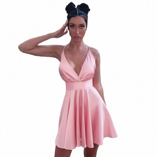 

casual dresses summer beach vacation satin dresses for girls women fashion deep v-neck sling sleeveless backless camis mini tutu dress casua, Black;gray