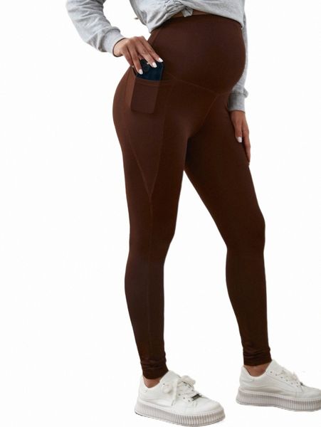 

plus size pants maternity wide waistband leggings with phone pocket m7rs#, Black