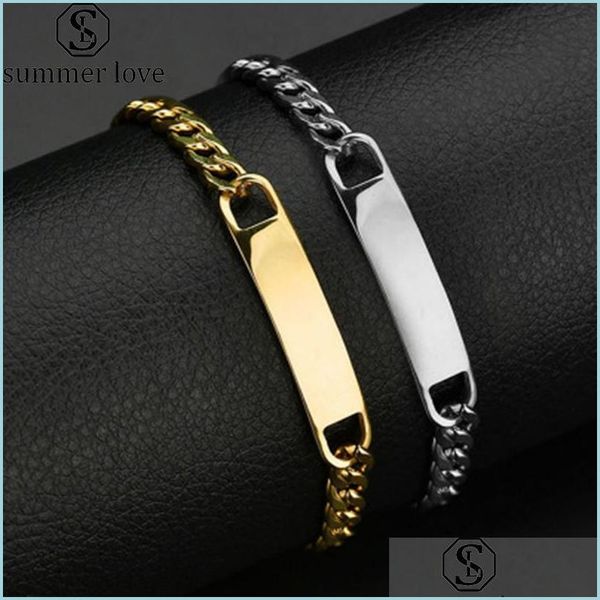 

link chain new bar bracelet men brothers gold stainless steel engraved bracelets personalize jewelry party gift can custom yydhhome dh2cs, Black