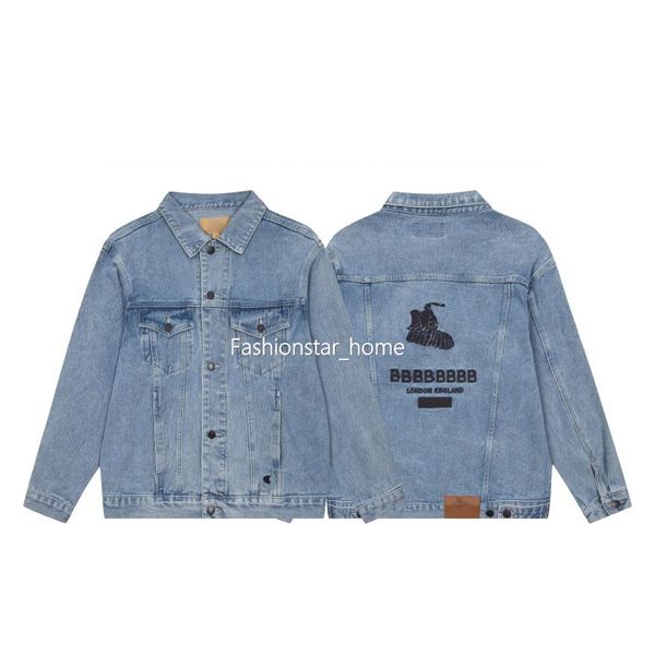 

22fw france new washed denim jackets classic box letter embroidery early spring autumn jacket high end street casual cardigan man women fash, Black;brown