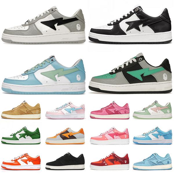 

fashion bapestas bapesta casual shoes for mens womens grey green camo combo red pink blue suede orange beige jjjjound orange sports sneakers, Black