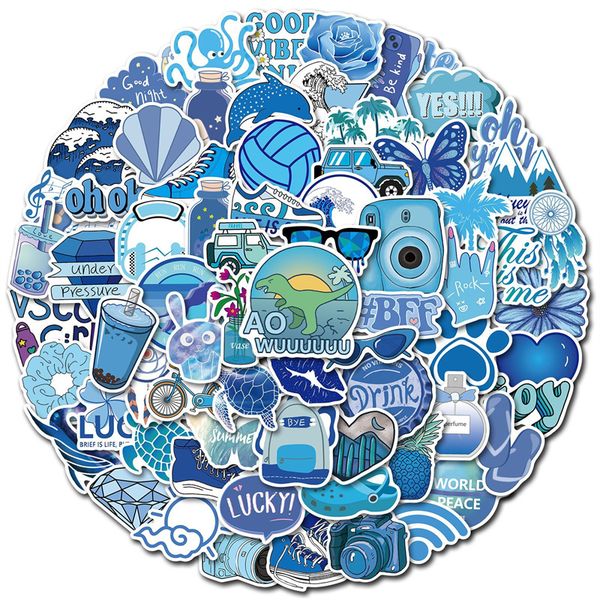 

100pcs blue mashup stickers pack for lapskateboard motorcycle decals