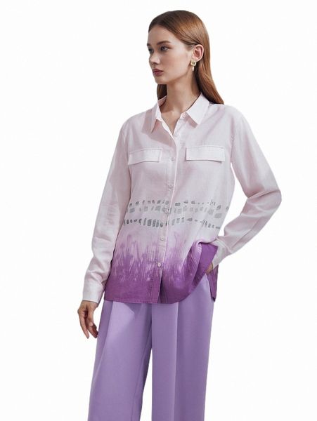 

women's blouses & shirts motf premium viscose oversized ombre shirt 17t0#, White
