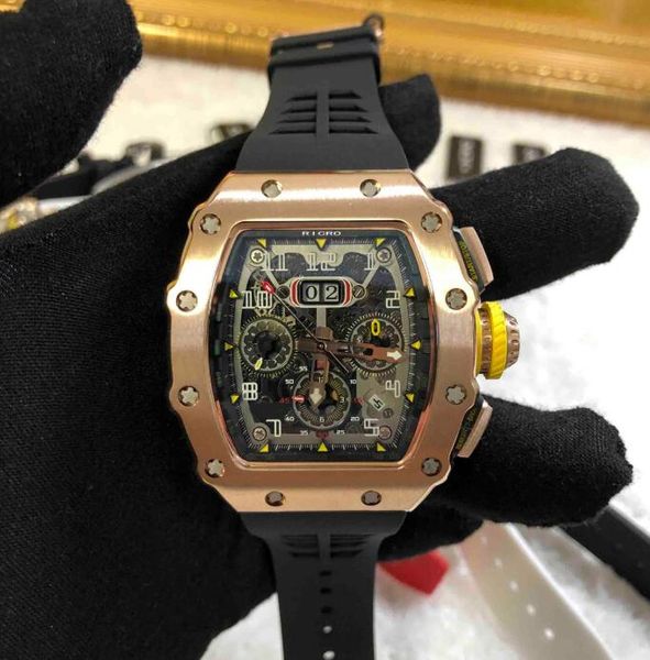 

wristwatches luxury mens mechanics watch wristwatch same mens large dial wine barrel milles fully automatic mechanical milleser rm056, Slivery;brown