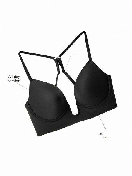 

women's sleepwear luvlette u-plunge backless seamless bra for night out dress n9e9#, Black;red