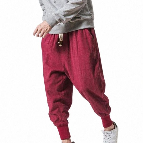 

men's pants men's pants plus size men harem summer loose baggy drawstring male drop-crotch pockets trousers daily wear casual d3sn, Black