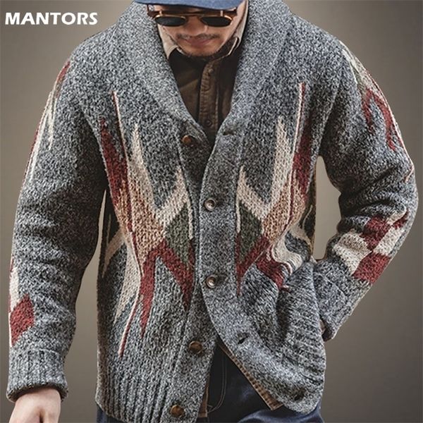 

men's sweaters knit jacket winter cashmere wool cardigan fashion jacquard knitted sweater thick warm coats 220905, White;black