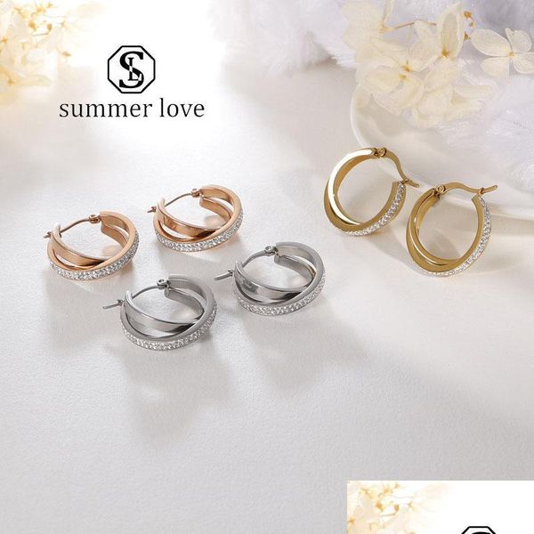 

hoop huggie new zircon gold hoop earring designer exaggeration stainless steel earrings for women simple bohemian trinkets vipjewel dhfp2, Golden;silver