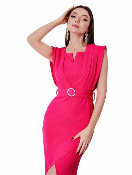 

casual dresses fold pleated detail asymmetrical hem belted dress 33xz#, Black;gray