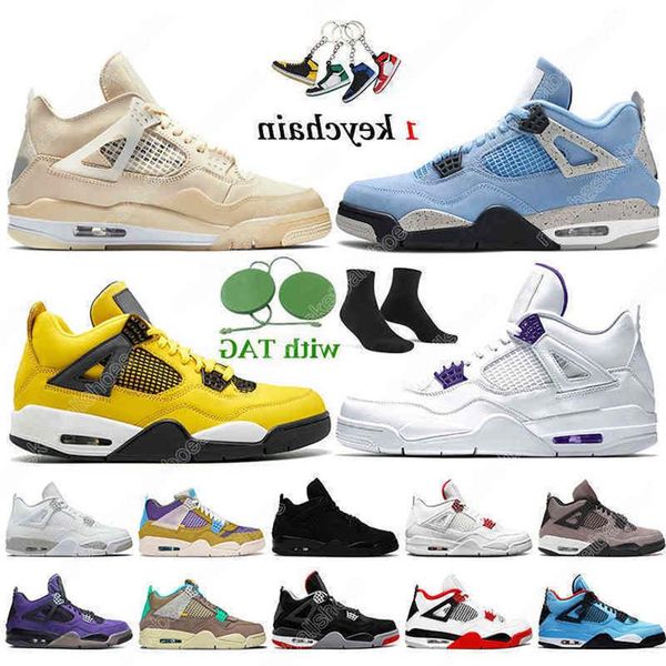 

size 7-13 4s basketball shoes jorden 4 jumpman womens mens jodan university blue white oreo desert moss court purple trainers sneakers302r