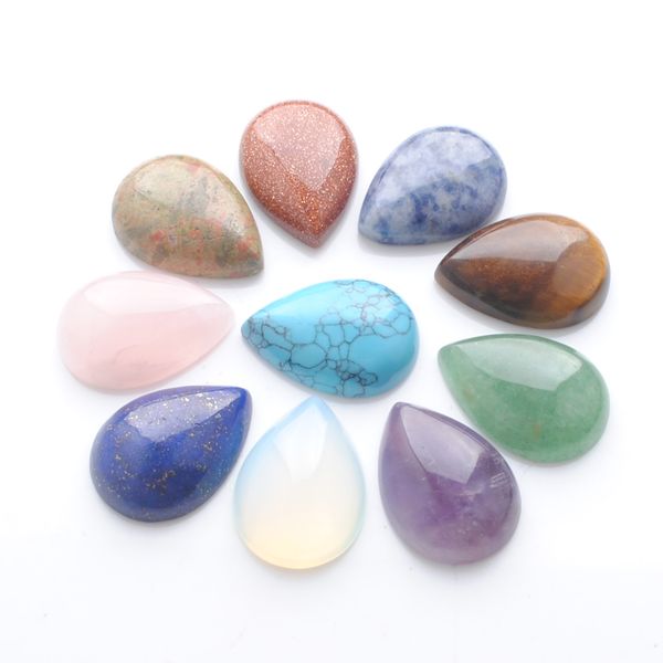 

natural gemstones cabochon teardrop shape 18x25mm no hole beads for jewelry finding aventurine agates lapis opal bu318, Black
