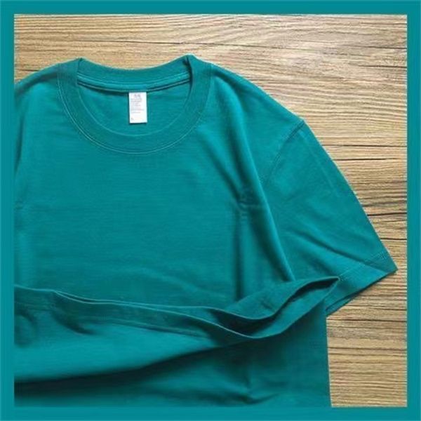 

round neck solid color t shirt summer cotton bottoming short sleeved mens and womens half-sleevedal green, Black