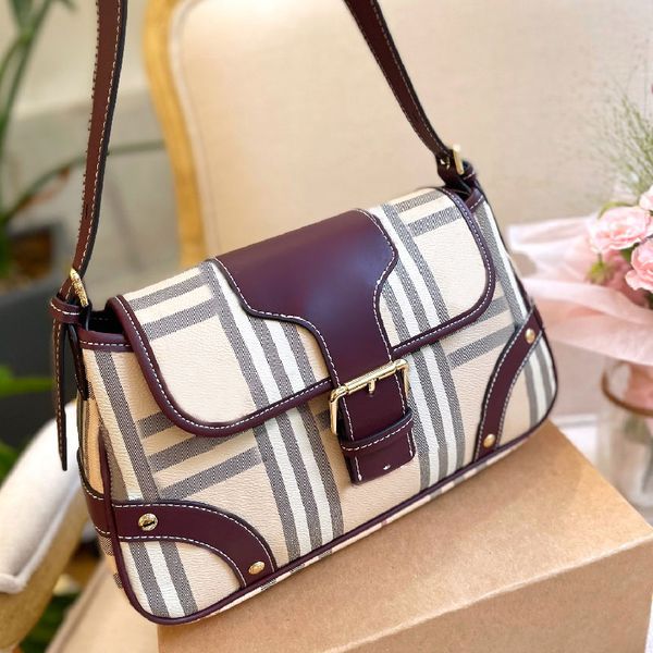 

underarm baguette bag axillary clutch bag shoulder handbag war horse check patchwork cowhide flap lady wallet press button hardware adjustab