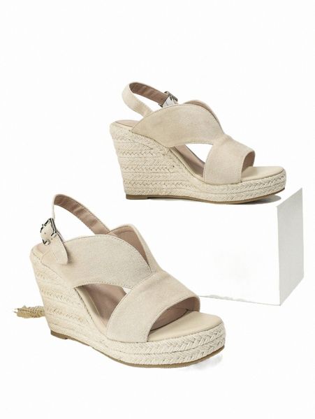 

others apparel suede espadrille slingback wedge sandals v2h2#, Black;white