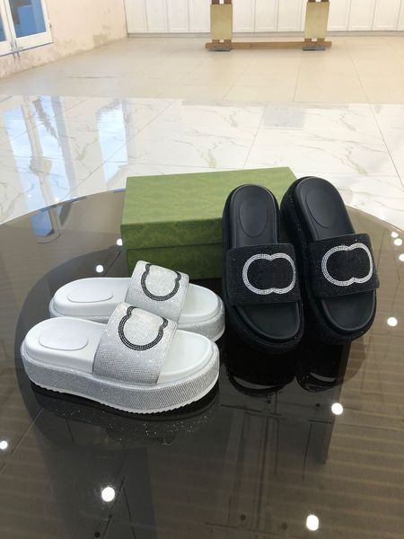 

women 's wear-resistant soles full diamond thick sole slippers two color with complete packaging, Black