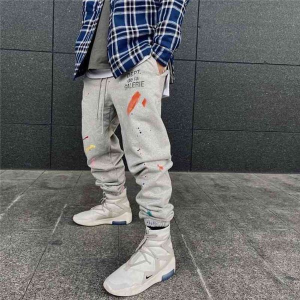

man's pants galley designer tc hand painted graffiti wash virgil same splash ink sports casual high level luxury clothes fashion brand, Black
