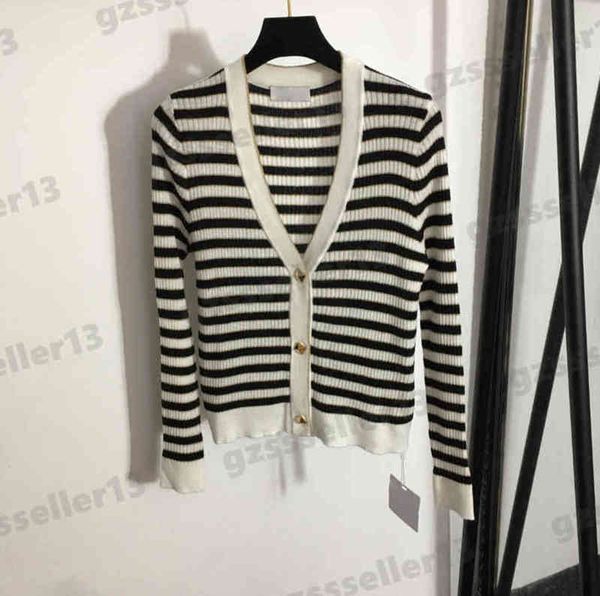 

cardigan women sweaters val fashion brand stud button gold stripe colorblock v-neck knitted cardigans jackets luxury designer womens clothin, White;black