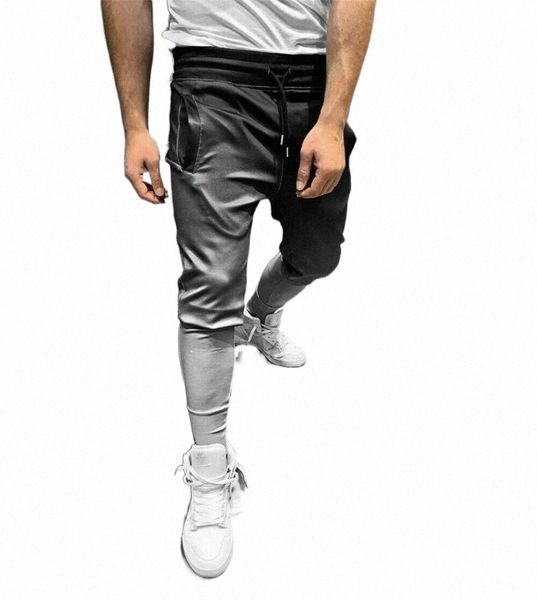 

men's pants men's pants brand casual men long fitness sport gym slim fit trousers running joggers sweatpants gradient pant legging, Black